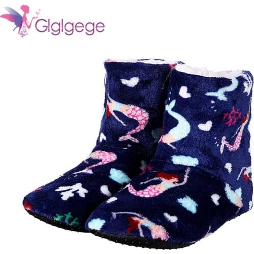 Glglgege New Fish Women Shoes Fashion Winter Fish Slippers Lady Slip On Plush Keep Warm Indoor Slippers Multi-color optional