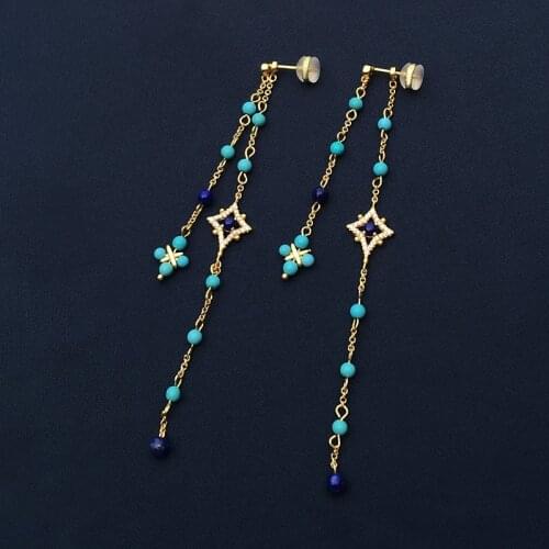 SLJELY Fashion S925 Sterling Silver Dainty Blue Stones Chain Drop Earrings July New Women Girls ROMA France Brand Jewelry Gift