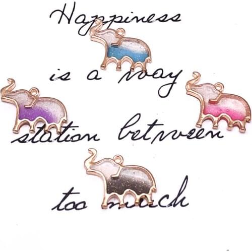 10pcs/lot New Arrival Pearlescent Color Elephant Charms 25*20mm Alloy Metal Enamel Charm Pendants For Jewelry Making XL599
