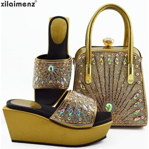 2019 Leather shoes and bag set African shoe with matching bag best selling ladies matching shoe and bag Italian shoe and bag
