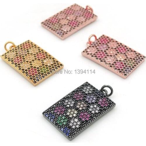 25*16*2mm Micro Pave Of Mixing Colors CZ Rectangle Charms Fit For Making DIY Bracelets Or Necklaces Jewelry