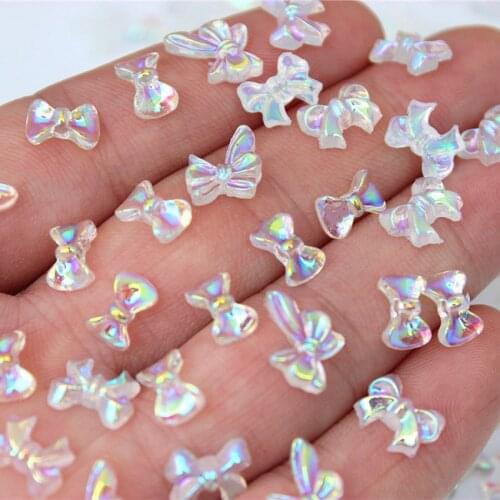 30PCS Butterfly Bow Acrylic Rhinestones 3D Designs Glitter AB Nail Art Decorations Charm DIY Manicure Nail Art Accessories MC102