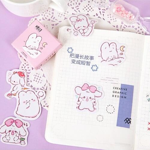 45 pcs/box Cute expression rabbit daily Kawaii Decoration Stickers Planner Scrapbooking Stationery Korean Diary Stickers