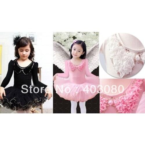 Wholesale & retail 5 - 9 years pink Long sleeve Children ballet skirt,kid tutu dance dress,dancing dress Size:L-4XL