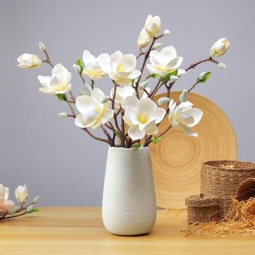 Home Decorative Simulation Yulan Magnolia Flower EVA 3D Real Touch Artificial Flowers Ikebana Art Table Decor 50cm 3PCS in 1 Set