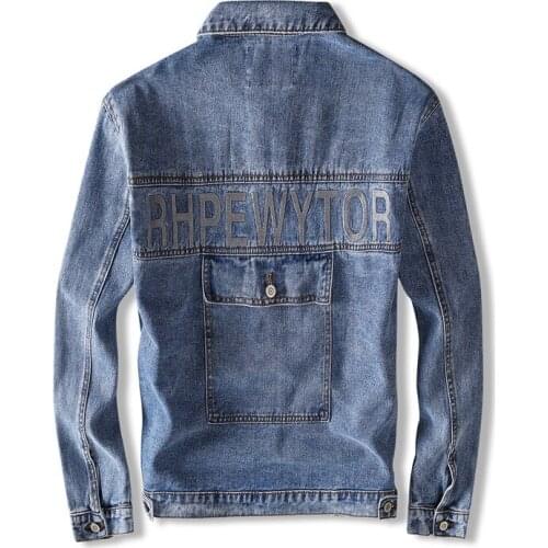 Spring/Autumn New Boys Fashion Trend Denim Jacket Back Big Pocket Casual Loose Embroidery Personality Korean Style Jacket Coat