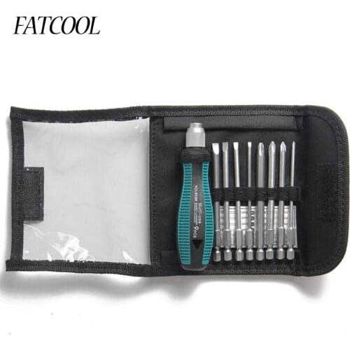 FATCOOL9 Pcs Slotted Precision Screwdrivers Sets Phillips With Magnetic Self-locking Metric Repair Hand Tool Set