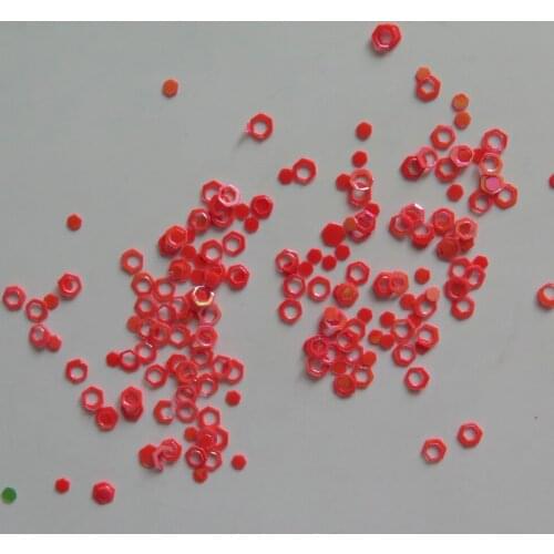 GD30-6 Free Shipping Wholesale 20g/bag Solvent Resistant 3mm Red AB Hexagon Glitter Nice Nail art Glitter Pieces