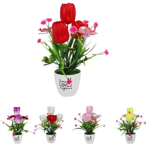 Artificial Plant Pot Not Wither Table Centerpiece Plastic Imitation Tulip Flower Pot for Home