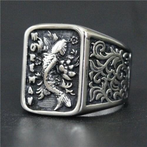 Drop Ship Size 7~13 More Man Captain Fish Ring 316L Stainless Steel Jewelry Anchor Lucky Style Fish Ring