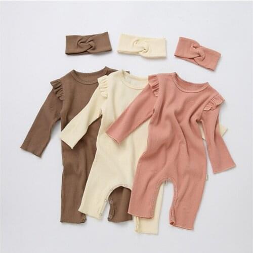 Melario Newborn Baby Girl Boy Rompers Cotton Spring One-Pieces Solid Jumpsuit Long Sleeve Outfits Autumn Baby Sunsuit Clothing