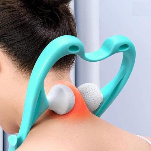 Creative Neck Massager Tool Pressure Relieve Hands Neck Massager Dual Self Massage Trigger Accessories Point Rollers Should J1G9