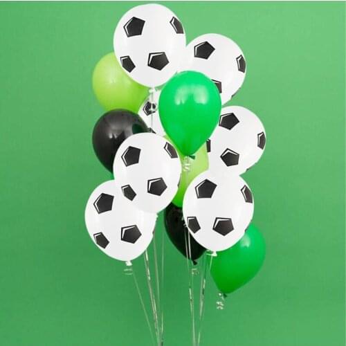13Pcs Green Football Soccer Theme Party Round Balloons Black White Ballons Globo for Boys Birthday Games Toys Party Supplies