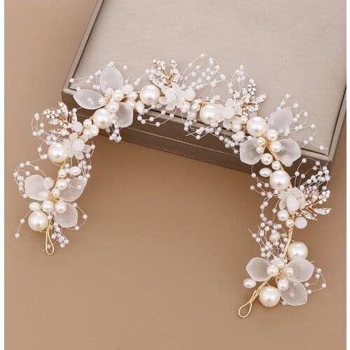 Flower Pearl Headband for Women Wreath Beach Wedding Garlands Floral Crown Bride Hairband Wedding Hair Accessories Dropshipping