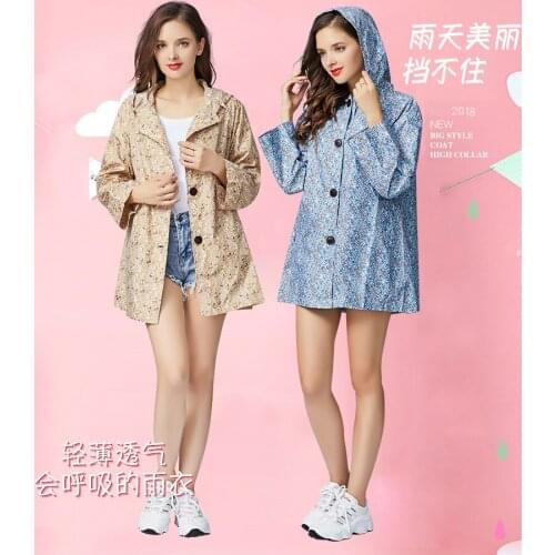 Fashion raincoat Women Light Little Flower rain cover long raincoat women Poncho Waterproof Raincoat with Hood