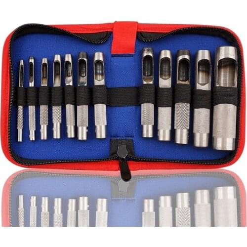 Leathercraft Tool Set Punching Leather Hole Punch Round Steel Craft Hollow Hole Punch Metal Gaskets Rubber Leather Tools 3-19mm