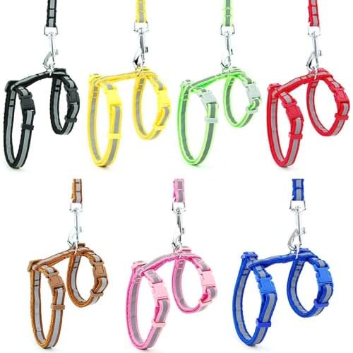 Reflective Nylon Cat Pet Collar Harness Leash Adjustable Bright Kitten Puppy Halter Collar Dog Pet Harness Belt