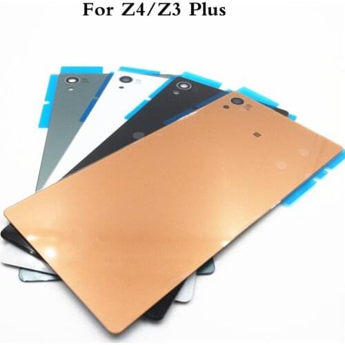 New Glass Back Battery Cover Door For Sony Xperia Z4 Z3+ Z3 Plus E6553 Housing Rear Cover With Sticker