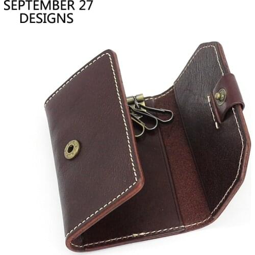 New Fashion Key Bag Men Genuine Leather Luxury Vintage Women Hasp keychain Housekeeper Organizer key Case Small Wallet Purses