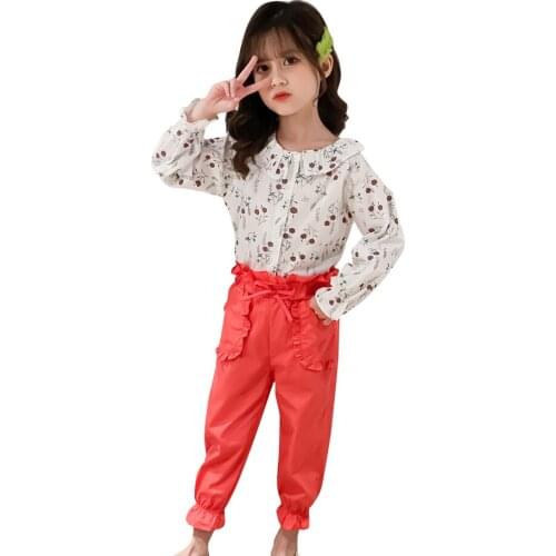 Clothes For Girls Floral Blouse + Pants Childrens Clothes For Girls Spring Autumn Girls Clothes Casual Childrens School Clothe