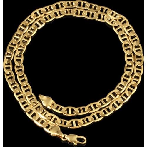 Classic Style Collar Chain Necklace Men Jewelry Yellow Gold Filled Fashion Male Accessories