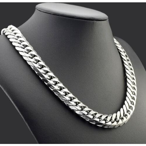 CHIMDOU New Style Heavy Chunky Necklaces Stainless Steel Fashion For Men Miami Six Cut Curb Chain 60CM 16MM Wide Long Necklace