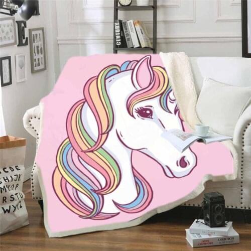 Unicorn Throw Blanket Floral Cartoon Sherpa Blanket for Kids Girl Couch Soft Plush Bedspreads Thin Quilt