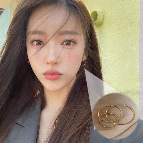 VENTFILLE 925 Sterling Silver Korean Version Simple Smooth Thin Earrings Women Temperament Party 14k Gold Plating Jewelry Gift