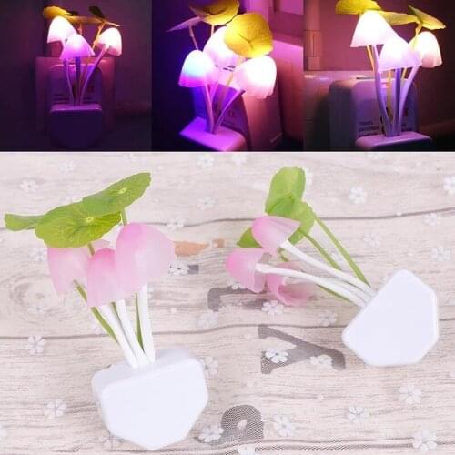 Romantic and Colorful LED Lilac Mushroom Night Light for Home Decoration Warm and Cute Night Light Lighting Universal Plug