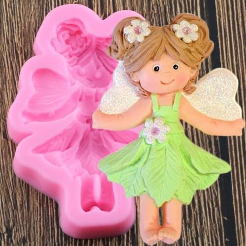 3D Angel Girl Silicone Mold Cupcake Topper Fondant DIY Cake Decorating Tools Polymer Clay Candy Chocolate Molds