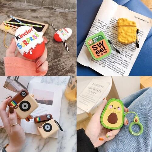 3D Cartoon camera avocado funny cute silicone Case For Apple Airpods 1 2 pro Wireless headphone charging soft Protect Cover Box