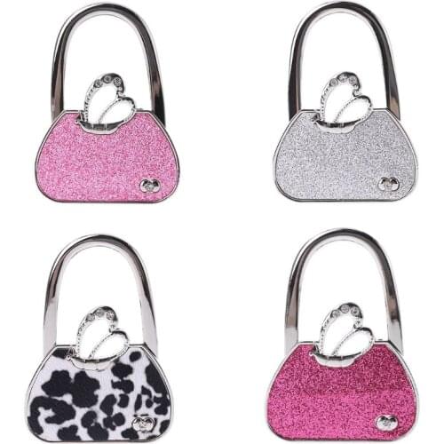 Butterfly Rhinestone Foldable Purse Handbag Hanger Table Hook Holder Women Gifts Home Use Multi-Purpose Hooks