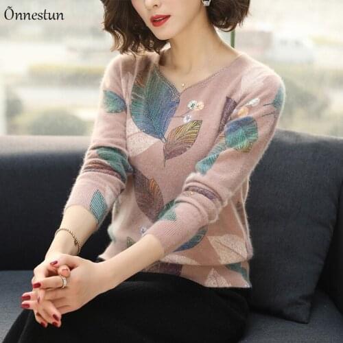 Sweater Women Casual Autumn Winter Fashion New Leaf Print Long Sleeve Sweater Pullover Knitted Pull Femme Sweater For Women