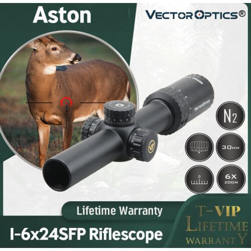 Vector Optics Aston 1-6x24 SFP Tactical Rifle Scope 30mm Monotube Life Time Warranty 1/2 MOA Etched Glass BDC Reticle