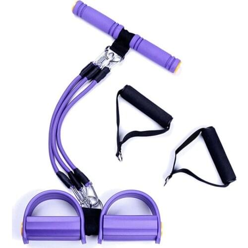 3 Tube Tension Rope Pedal Resistance Band Elastic Sit Up Exercise Pull Band Handle Fitness Equipment Waist Arm Slimming Training