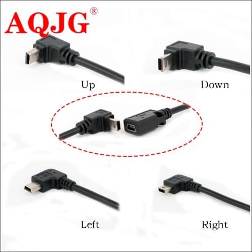 1pcs Mini USB male female data line elbow 90 degree right angle left Mini 5P Usb For MP3 Extendsion Data Charger cable AQJG