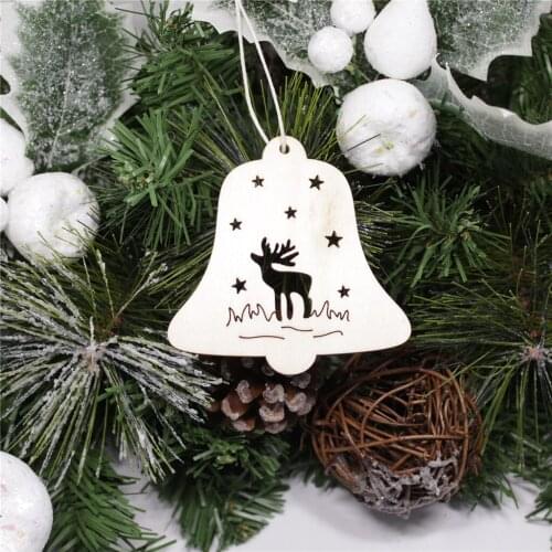 10pcs Wooden Cutouts Christmas Bells Wood Hanging Ornaments for Embellishments Wedding DIY Craft