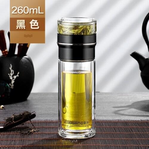 2020 New 260ml Glass Tea Cup Double Walled Glass Water Bottle with Stainless Steel Tea tumbler Infuser Filter glass Water Bottle