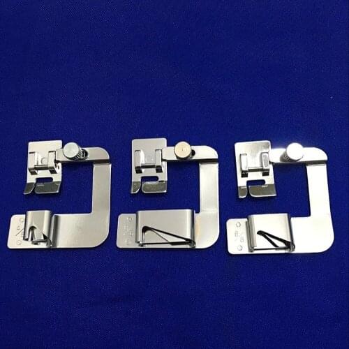 3PC/set Snap On Adjustable Rolled Hemmer Foot Choose 1",1/2" or 3/4" For Singer Brother Babylock Juki Janome AA7187