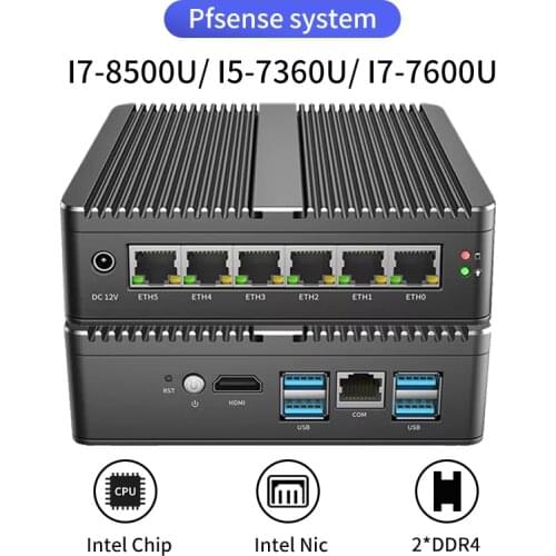 6 Gigabit Ethernet ports firewall Pfsense Openwrt wifi Intel NIC Firewall Router VPN Server Mini PC AES-NI Centos Ubuntu Esxi