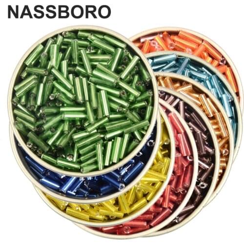 Approx.500pcs 2x6.5mm Silver Lined Bugle Czech Glass Seed Spacer Beads Austria Crystal Long Tube Beads For Jewelry Making DIY