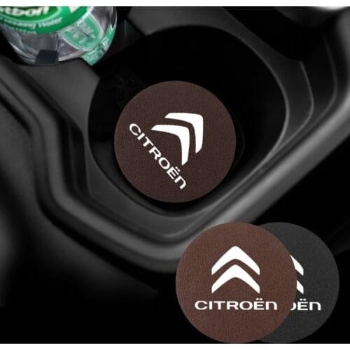 2Pcs PU Leather Car Cup Mat Auto Emblem Coaster Accessories For Citroen C1 C3 C4 C5 C6 Vts Xsara Berlingo Celysee