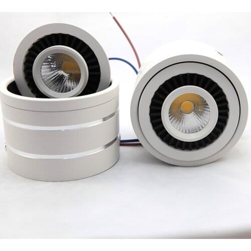 Free Shipping 10W/12W/15W/20W Surface Mounted Dimmable COB Led Ceiling Downlight White Shell Led Spot Light With Led Driver