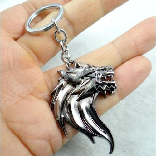 Fashion Creative alloy Key Chain Ring Keyring Silver Wolf head Pendants Gift Tool Men Car Accessories 1PC