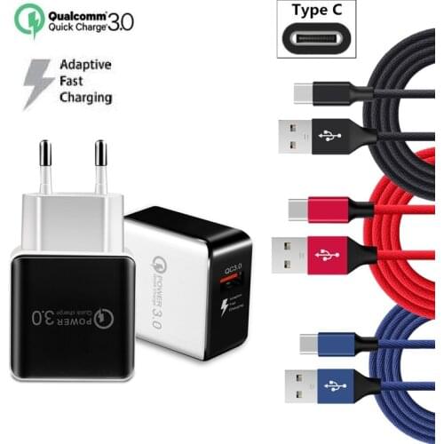 Quick Charge 3.0 QC 3.0 2.0 USB Charger Type-C USB Cable for Xiaomi Samsung S10 plus S9 S8 Note9 A3 A5 A7 2017 Oneplus 6T 6 5t 5