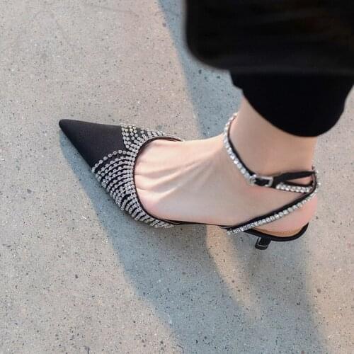 Dovereiss Fashion Womens Shoes Summer New Elegant Crystal Rhines Buckle Consice 6.5cm Stilettos heels Pointed toe Sandals 34-41