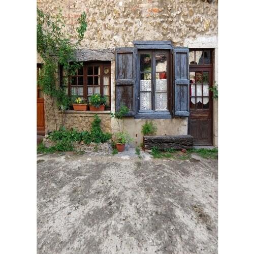 Wooden Door Window Plant Photography Background Vinyl Cloth Backdrop Photo Studio for Children Baby Portrait Pets Photobooth