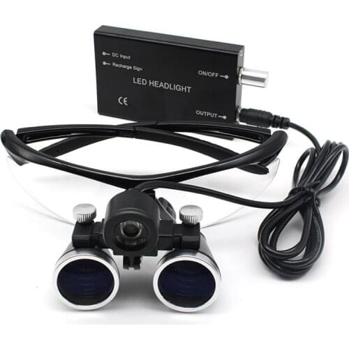 2.5X/3.5X Magnification Binocular Dental Loupe Surgery Surgical Magnifier with Headlight LED Light Medical Operation Loupe Lamp