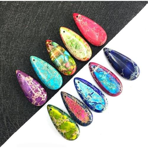 Emperor Stone Pendant Drop Shape Fashion Pendant Used for DIY Jewelry Making Necklace Pendant Earring Accessories Size 15x35mm