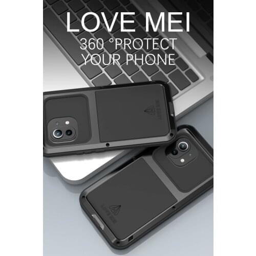 Love Mei Powerful Metal Armor Case For Xiaomi Mi 11 ourdoor Shockproof Rugged Full Body Protective Cover For Xiaomi 11 Mi11